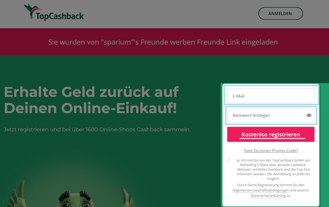 TopCashback Registration