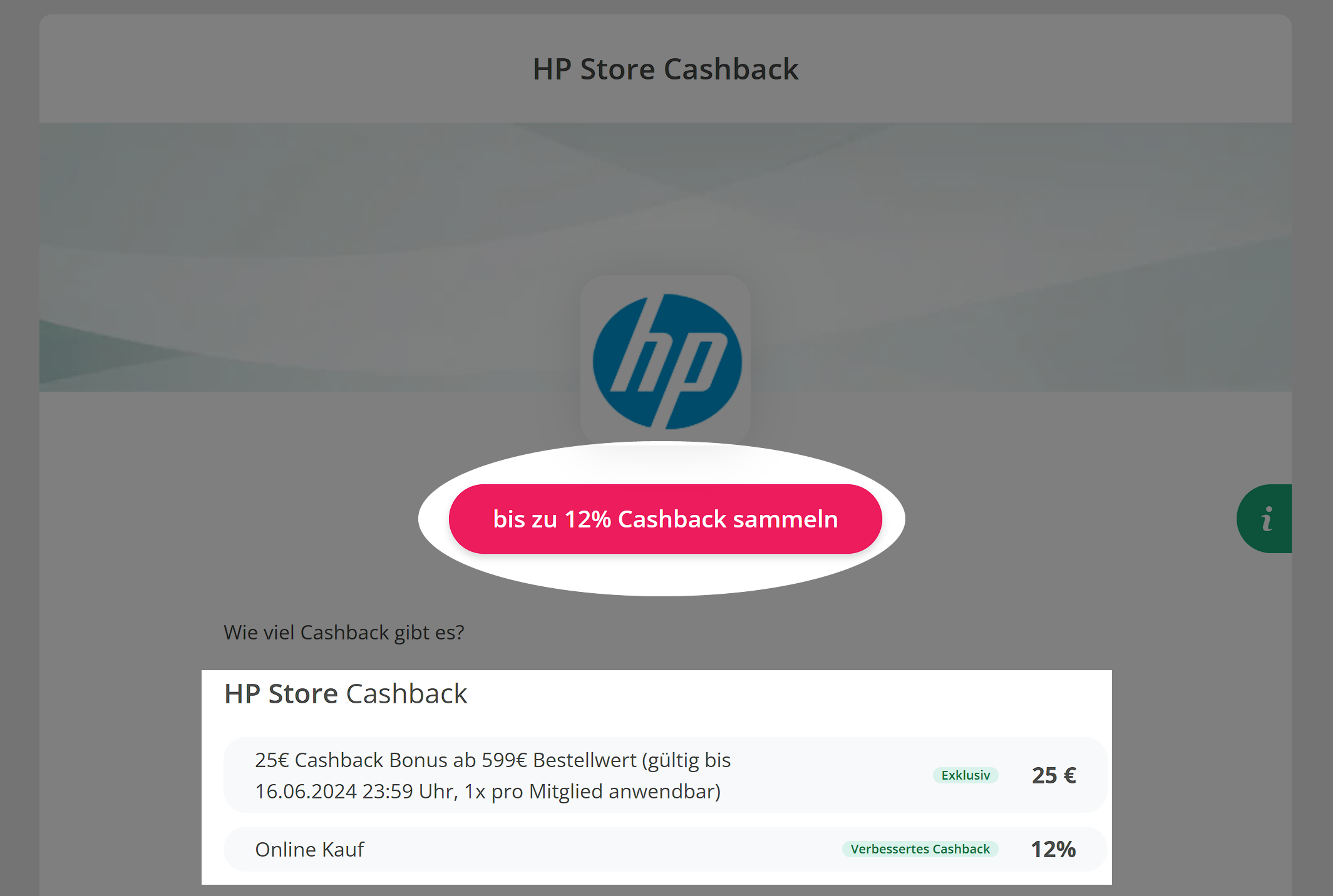 TopCashback HP-Beispiel